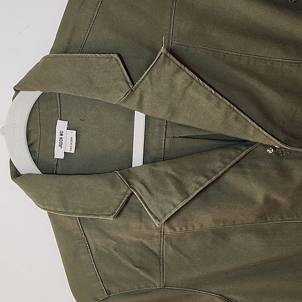 JasonWu Army Green Utility Cargo Wide Leg High Rise Belted Cotton Jumpsuits Sz S - Picture 10 of 16